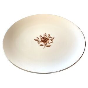 Flintridge Marlys Coupe Dinner Plate Brown Pink Rose Platinum Trim